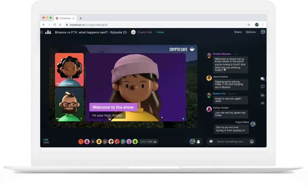 Computer with a live crowdcast event
