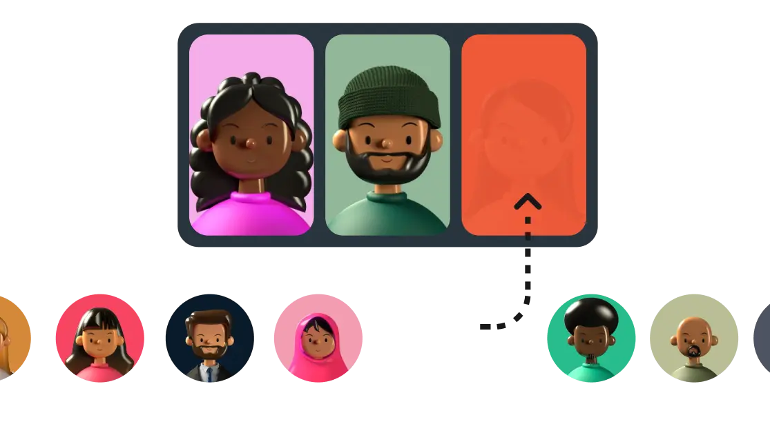 Illustration of crowdcast stage with an open spot