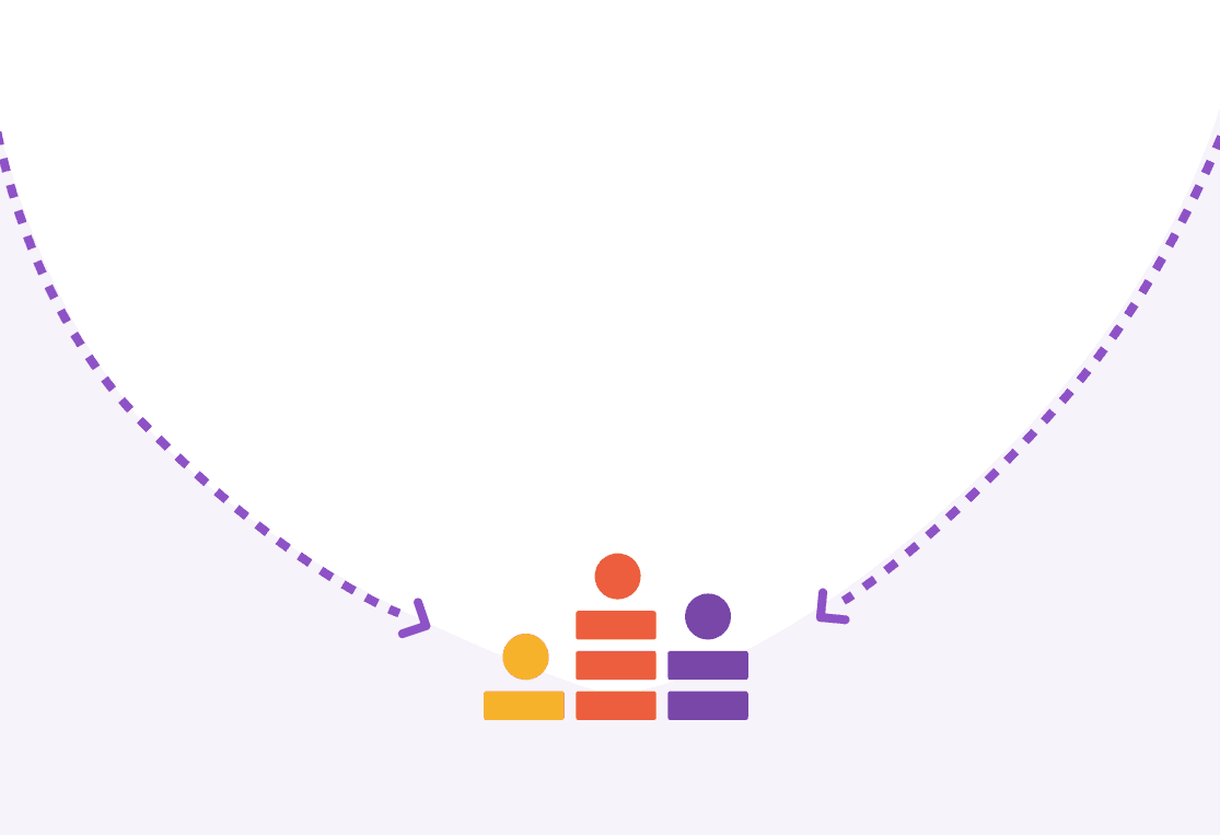 Crowdcast logo with arrows pointing to it