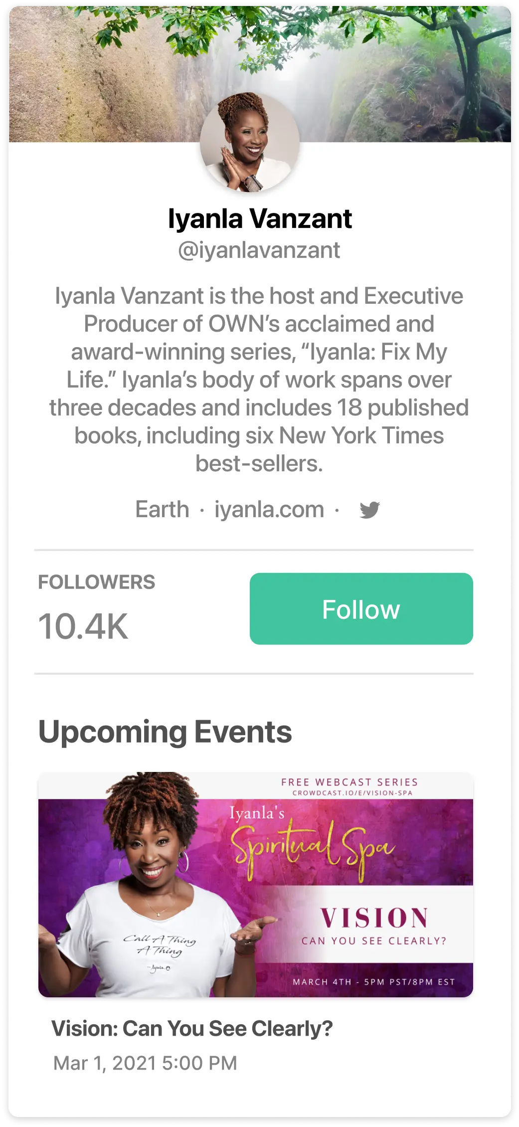 Iyanla Vanzant example channel page