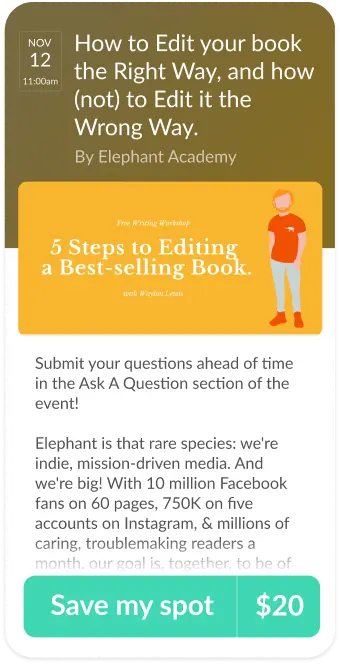 Elephant Academy example landing page